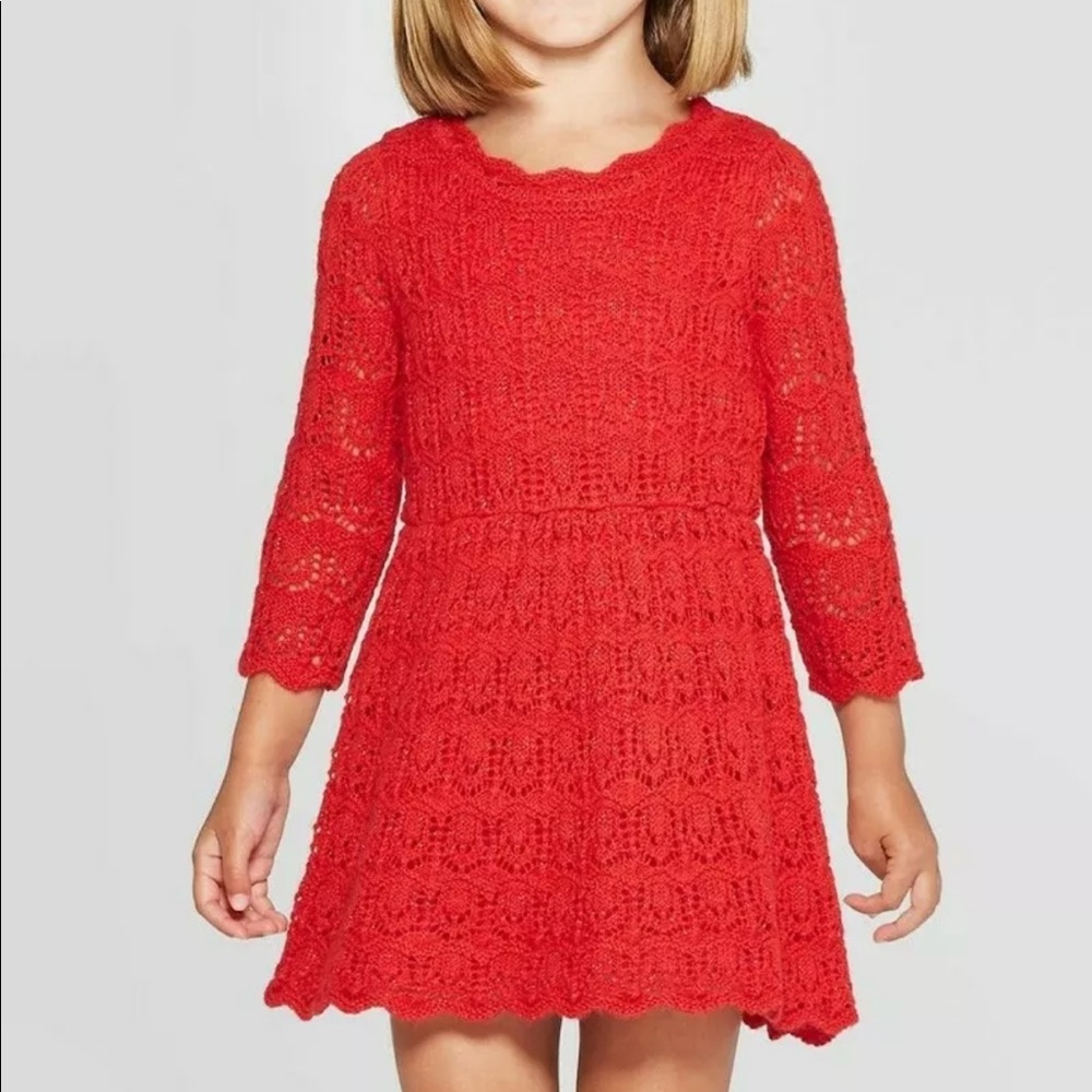 New with tag cat & Jack knit red Christmas dress size M 7/8